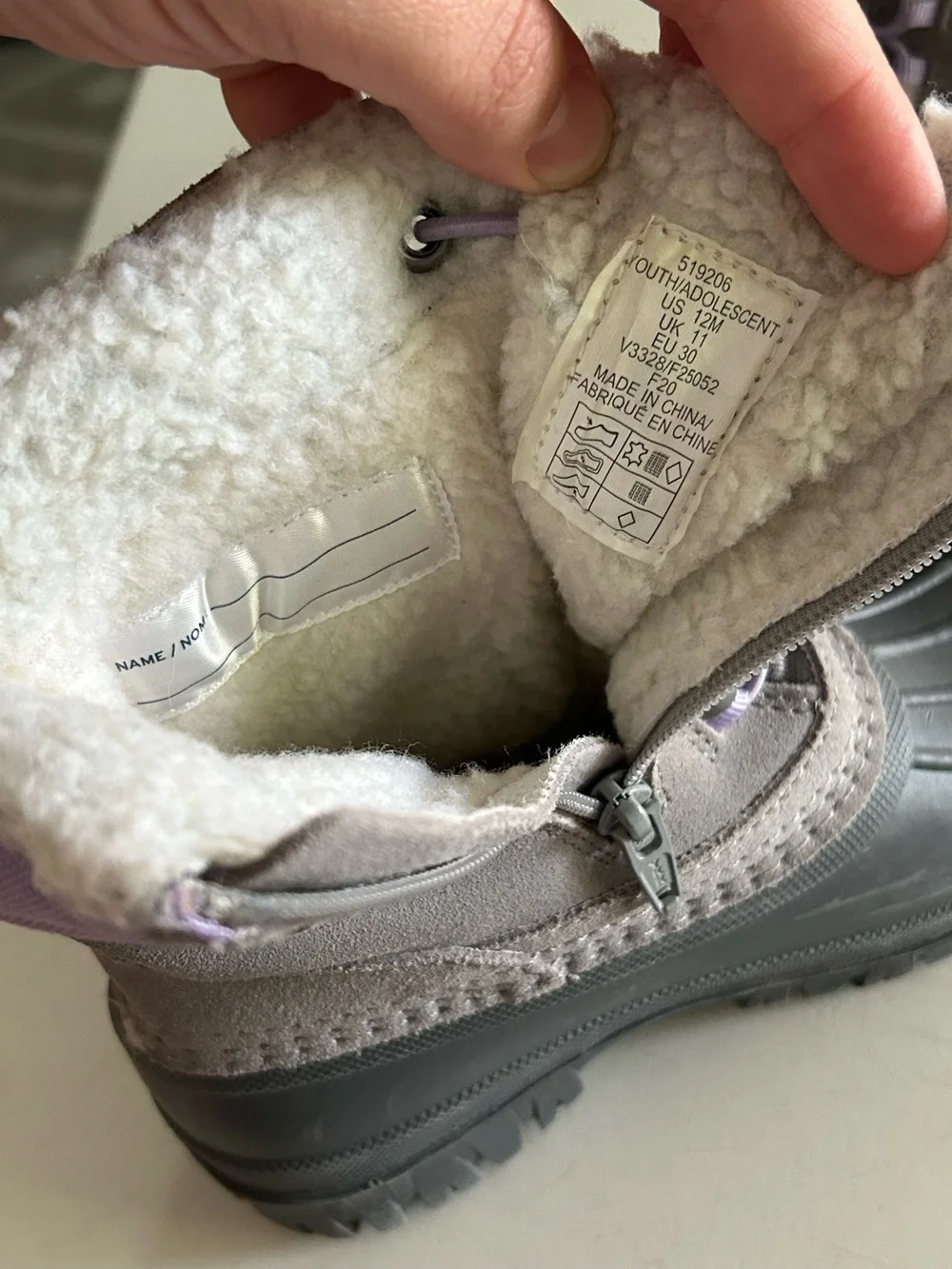 Lands' End Winter Snow Boots in Gray and Lavender | 12 girls